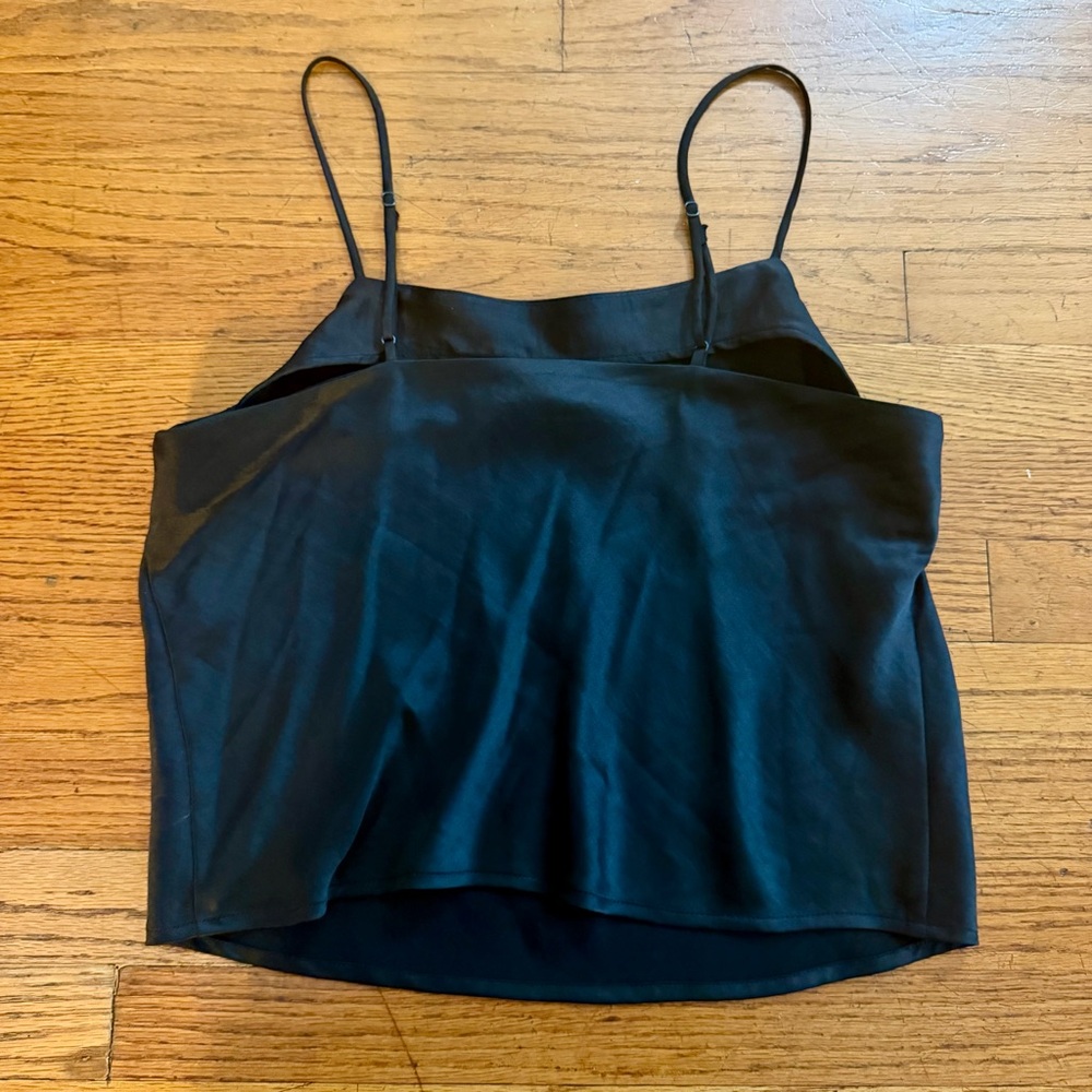 Madewell Satin Square-Neck Cami in True Black - Picture 5 of 5